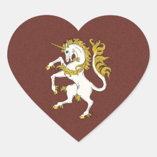 Unicorn Rampant Herz-Aufkleber