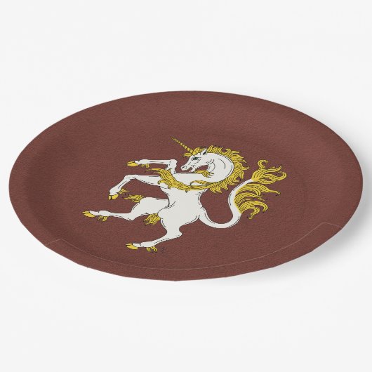 Unicorn Rampant Pappteller (Schrägansicht)