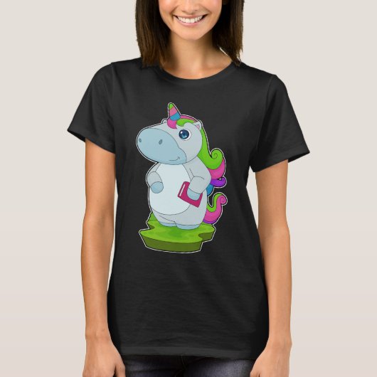 Unicorn Reading Book T-Shirt (Vorderseite)