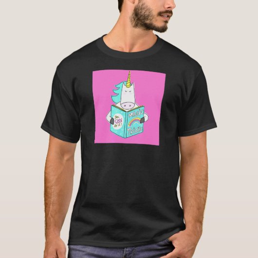 Unicorn Reading Magic Tricks Buch Niedlicher Spaß  T-Shirt (Vorderseite)