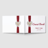 Unicorn Red Lace Ribbon Wedding Guestbook Gästebuch (Voll)