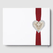 Unicorn Red Lace Ribbon Wedding Guestbook Gästebuch (Rückseite)