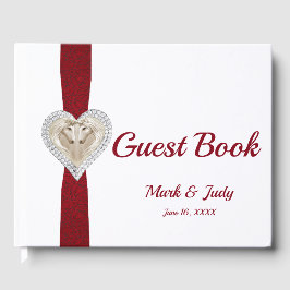 Unicorn Red Lace Ribbon Wedding Guestbook Gästebuch