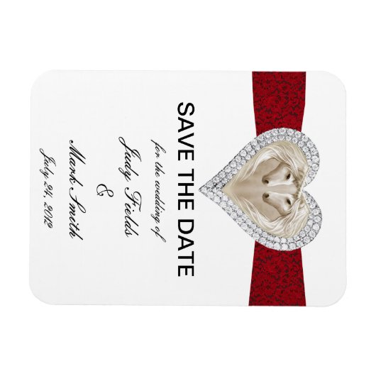 Unicorn Red Lace Save the Date Magnet (Horizontal)