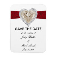 Unicorn Red Lace Save the Date Magnet
