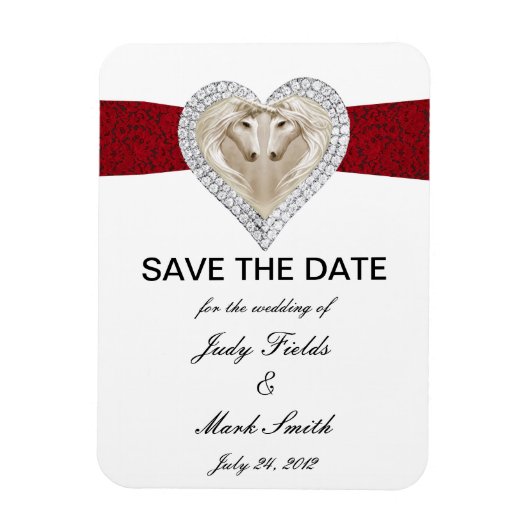 Unicorn Red Lace Save the Date Magnet (Vertikal)