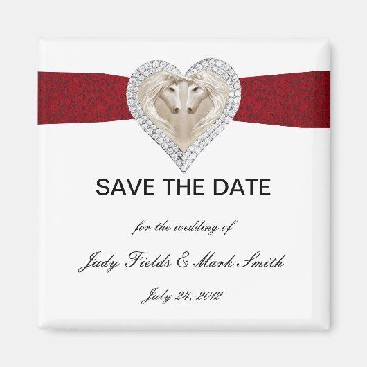 Unicorn Red Lace Save the Date Magnet (Vorne)