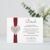 Unicorn Red Lace Wedding Details Begleitkarte (Stehend Vorderseite)