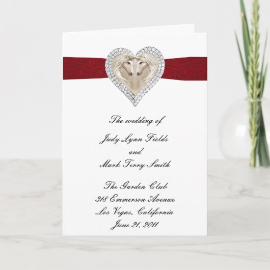 Unicorn Red Lace Wedding Program Card Programm (Vorderseite)