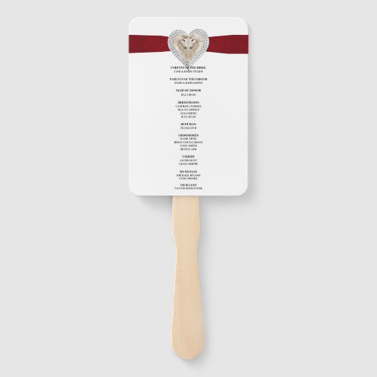 Unicorn Red Lace Wedding Program Fans Fächer (Rückseite)