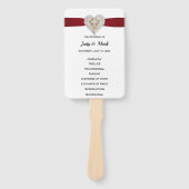 Unicorn Red Lace Wedding Program Fans Fächer (Vorderseite)