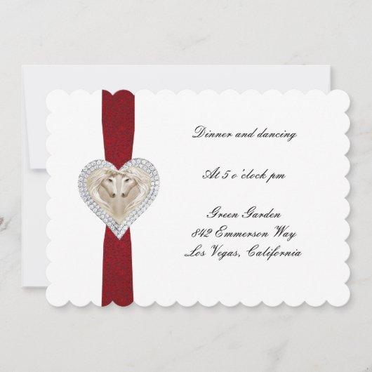 Unicorn Red Lace Wedding Reception Card Einladung (Vorderseite)