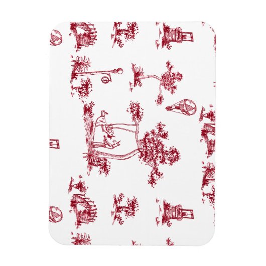 Unicorn Red Toile Magnet (Vertikal)