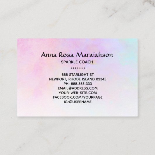 *~* Unicorn Regenbogen Gold Sparkle Glitzer Sun Mo Visitenkarte (Rückseite)