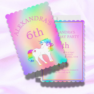 Unicorn Regenbogen Magischer farbiger Niedliche Ge Einladung
