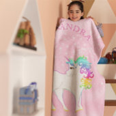 Unicorn Regenbogen Magisches Rosa Niedlich angepas Fleecedecke
