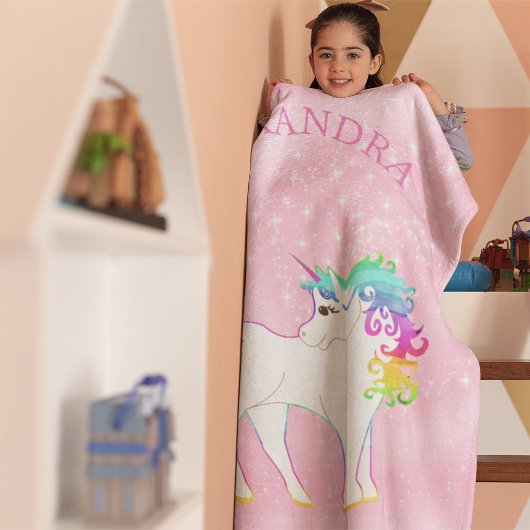 Unicorn Regenbogen Magisches Rosa Niedlich angepas Fleecedecke