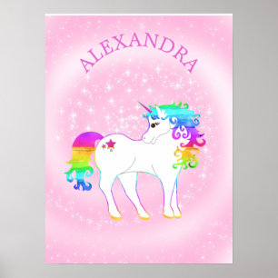 Unicorn Regenbogen Magisches Rosa Niedlich Poster