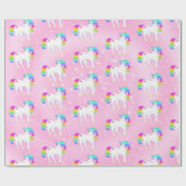 Unicorn Regenbogen Pink Niedlich Geschenkpapier (Flach)