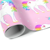 Unicorn Regenbogen Pink Niedlich Geschenkpapier (Rolleneckpunkt)