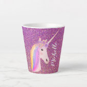 Unicorn Regenbogen Rosa Glitzer Fantasy Magisch Milchtasse (Vorderseite)
