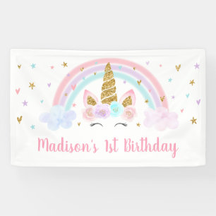 Unicorn Regenbogen Rosa Gold Geburtstag Banner