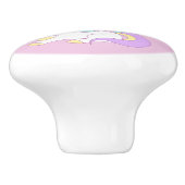 Unicorn Regenbogen Rosa Namensfrau Keramikknauf (Seitenansicht)