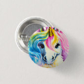 Unicorn Regenbogen Wasserfarbe Button (Vorne & Hinten)