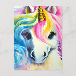 Unicorn Regenbogen Wasserfarbe Postkarte