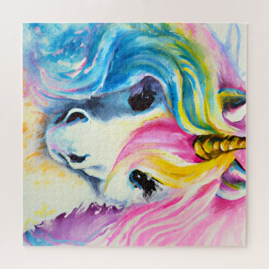 Unicorn Regenbogen Wasserfarbe Puzzle (Horizontal)