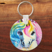 Unicorn Regenbogen Wasserfarbe Schlüsselanhänger (Vorderseite)