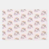 Unicorn Regenbogen Wolken Pink FairyTale Party Gir Geschenkpapier Set (Vorderseite)