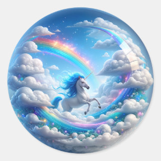 Unicorn-Regenbogenaufkleber - steil ansteigende Fa Runder Aufkleber