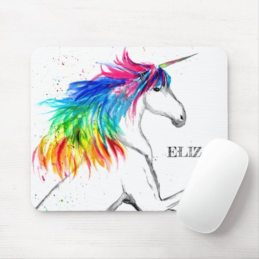 Unicorn Regenbogenfarbe Farbenfrohe Kinder Mädchen Mousepad (Mit Mouse)