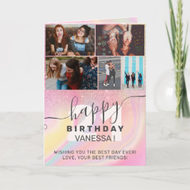 Unicorn-Regenbogenmarmor Glitzer Geburtstagsgitter Karte