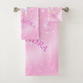 Unicorn Regenbogenstars Magisches Rosa Niedlich, k Badhandtuch Set (Insitu)