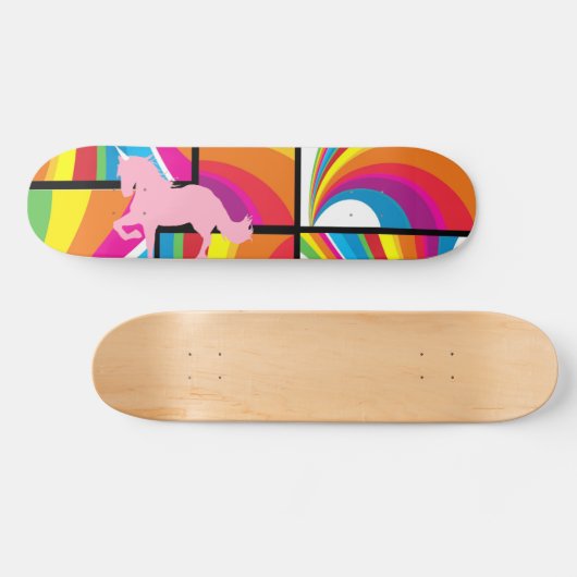 Unicorn Regenbogenwolken Skateboard Deck (Horizontal)