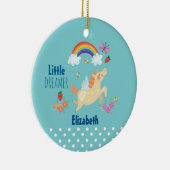 Unicorn Regenbogenwolken und Blume Little Dreamer Keramikornament (Rechts)