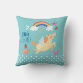 Unicorn Regenbogenwolken und Blume Little Dreamer Kissen (Rückseite)