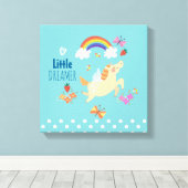 Unicorn Regenbogenwolken und Blume Little Dreamer Leinwanddruck (Insitu (Holzboden))