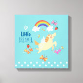 Unicorn Regenbogenwolken und Blume Little Dreamer Leinwanddruck (Vorderseite)