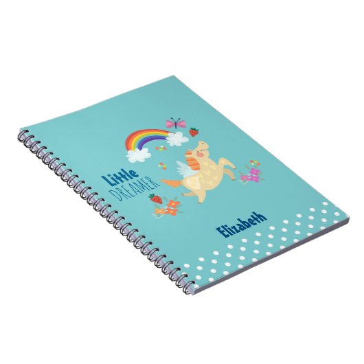 Unicorn Regenbogenwolken und Blume Little Dreamer Notizblock (Rechte Seite)