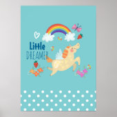 Unicorn Regenbogenwolken und Blume Little Dreamer Poster (Vorne)