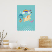 Unicorn Regenbogenwolken und Blume Little Dreamer Poster (Küche)