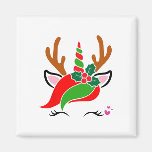 Unicorn Reindeer Face Niedliches Weihnachtsfest Magnet