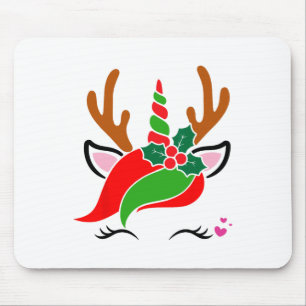 Unicorn Reindeer Face Niedliches Weihnachtsfest Mousepad