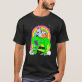 Unicorn Reiten Trex Dinosaur Katze Weltraum Kitten T-Shirt (Vorderseite)