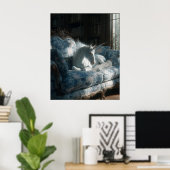 Unicorn Resting on Floral Sofa Poster (Heimbüro)