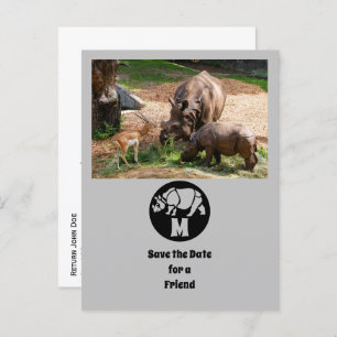 Unicorn Rhino Silhouette Monogramm Foto Einladungspostkarte