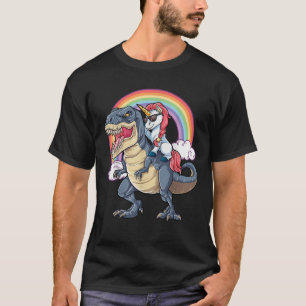 Unicorn Riding Dinosaur T rex Boys Girls Kinder Ra T-Shirt